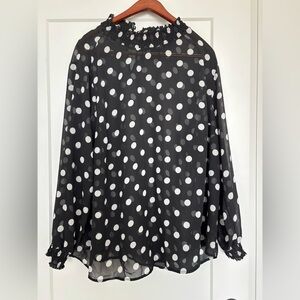 Torrid Black and white polka dot sheer blouse